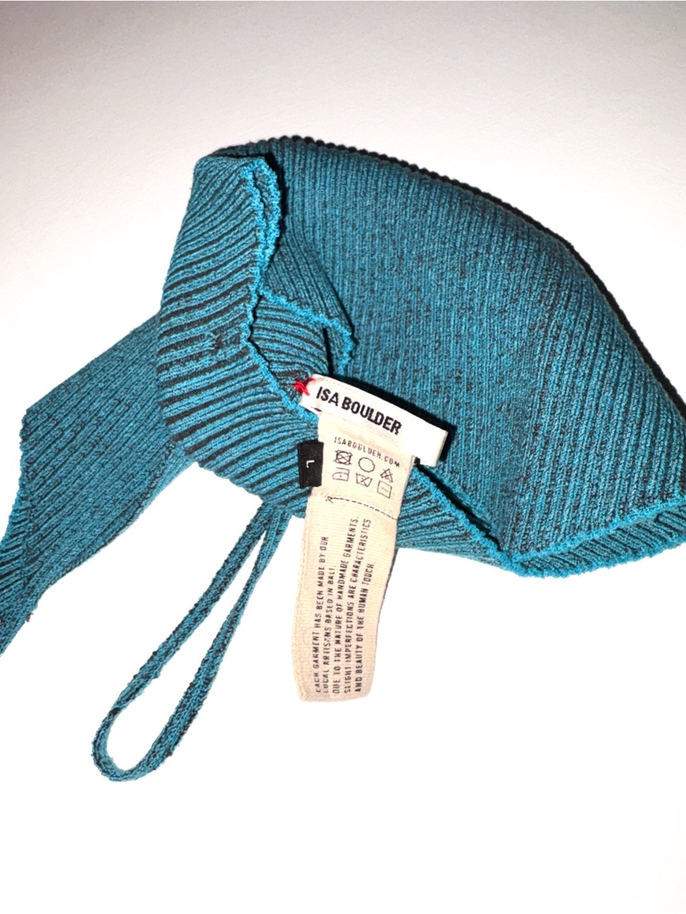 Isa Boulder Blue-Green Parallel Ribbed Crop Top - Picture 3 of 5